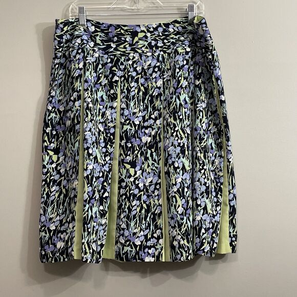 Requirements Lime Green Multicolor Floral Skirt 18 Pleated Side Zip Y2K - Picture 2 of 8